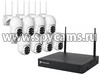 Беспроводной комплект облачного видеонаблюдения на 8 уличных купольных поворотных камеры 3MP «Okta Vision Cloud Kupol-01-8» с распознаванием лиц